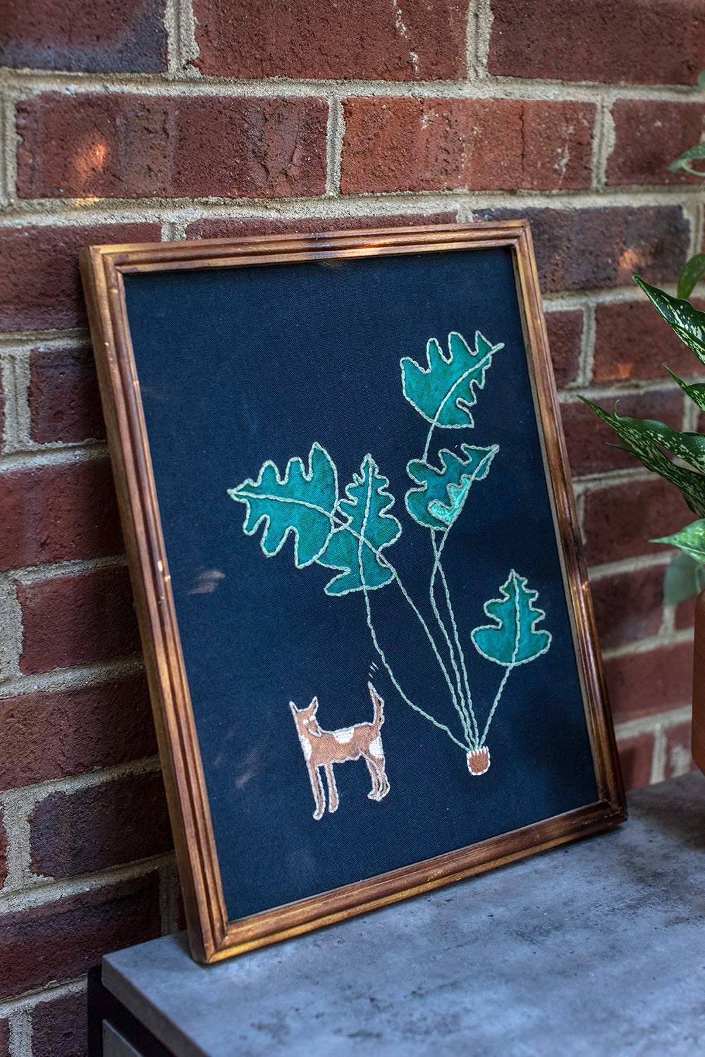 Happy Dog Embroidered Wall Art