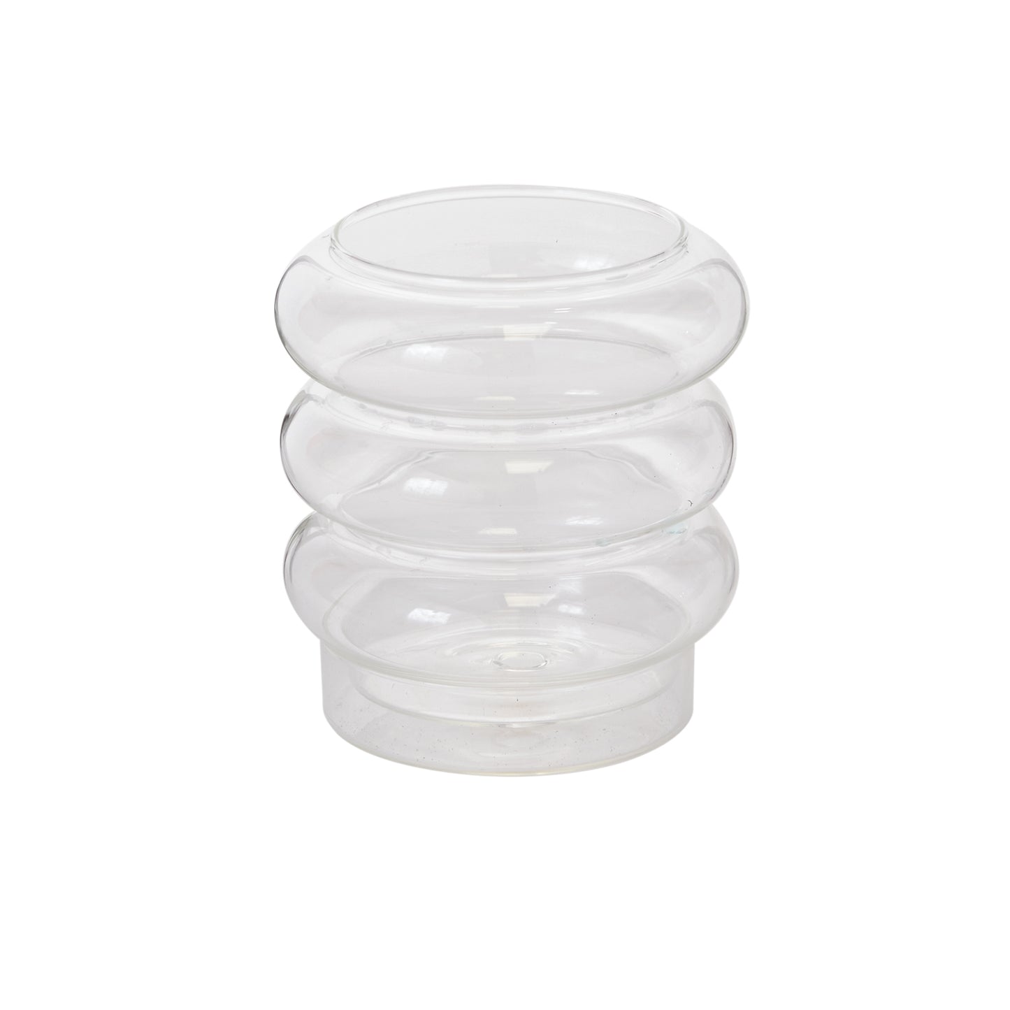 Stacked Rings Glass Pot with Saucer