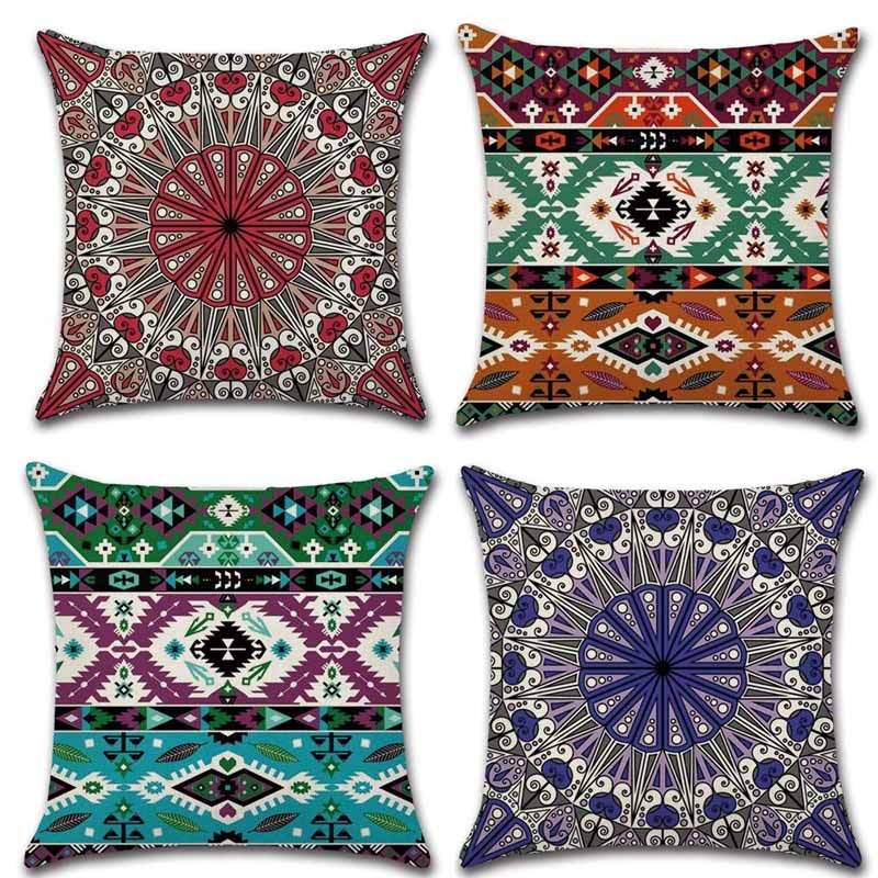 Decorative Pillow Covers Cotton Linen Datura Throw Pillow Covers Cushion Covers 18x18 inch