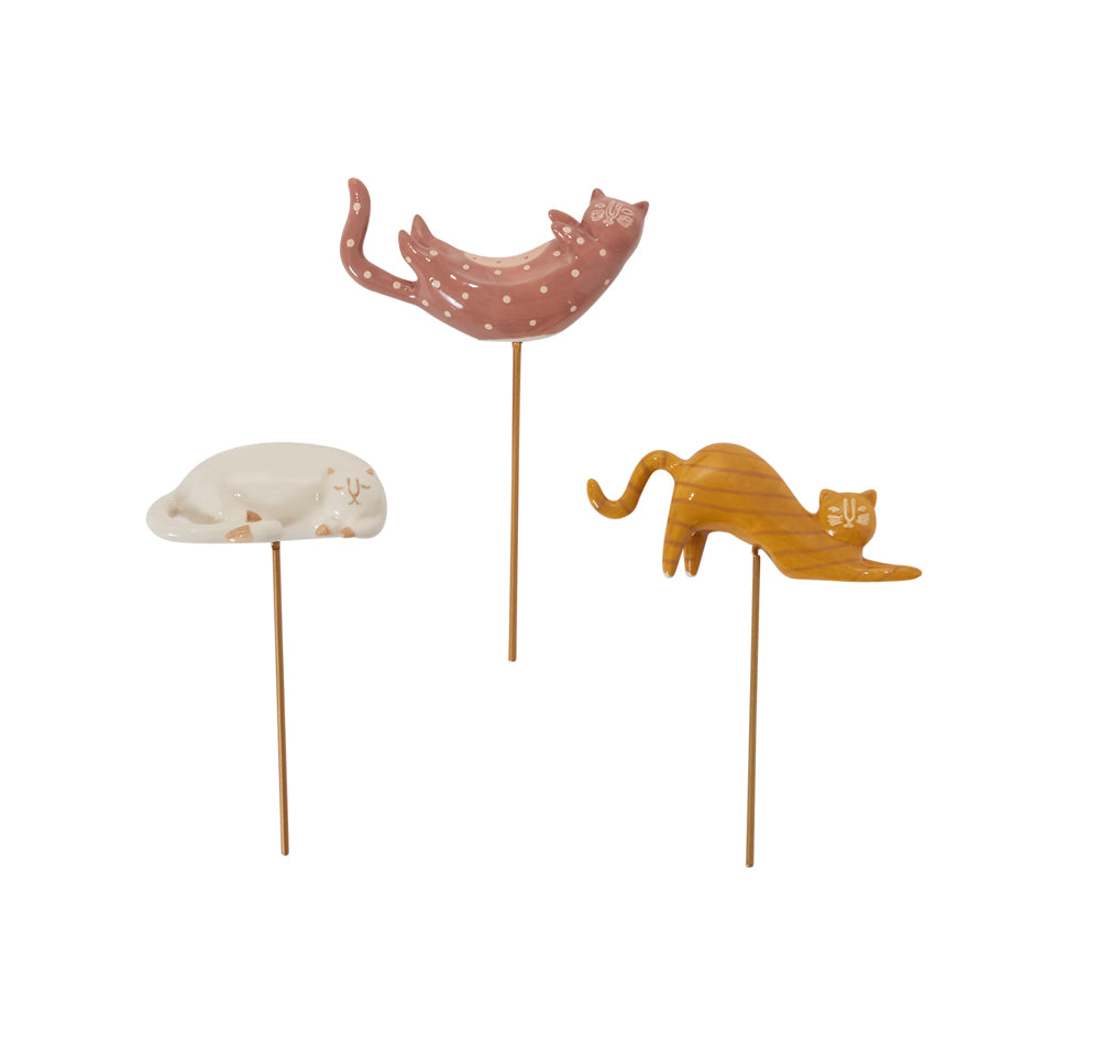Curious Cats Plant Sticks - Set of 3