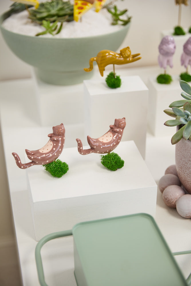 Curious Cats Plant Sticks - Set of 3