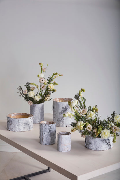 White Birch Cylinder and Bowl