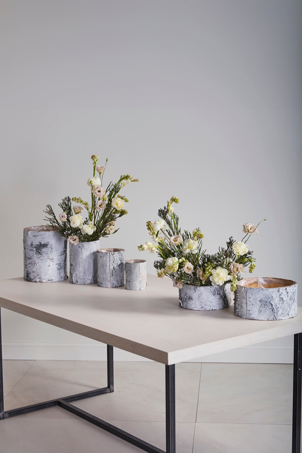 White Birch Cylinder and Bowl