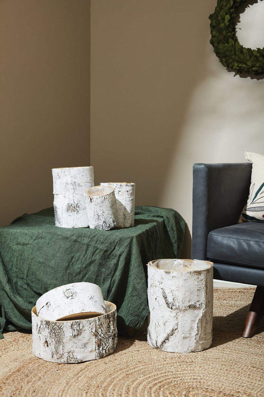 White Birch Cylinder and Bowl